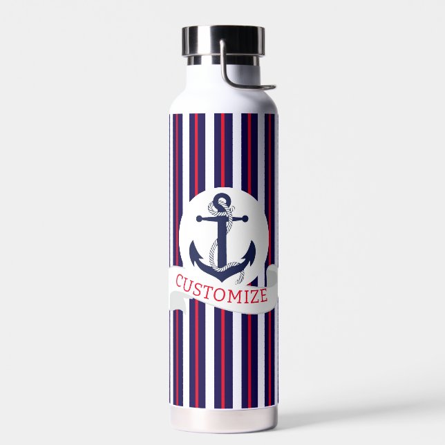 Rot, Weiß und Blau mit Anker-Wasserflasche Trinkflasche (Links)