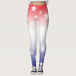 Rot, Weiß und Blau mit Sternen Leggings