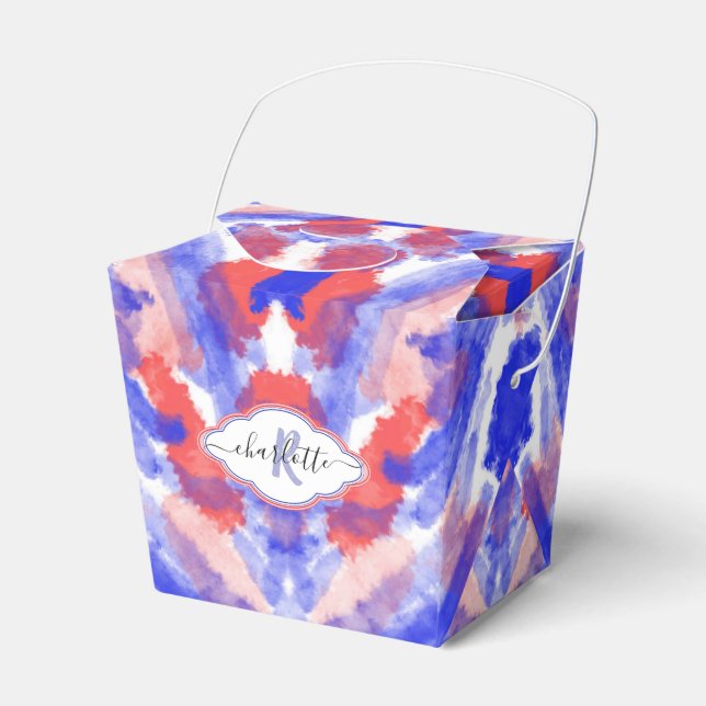 Rot, weiß und blau |Monogramm |Abstrakt Geschenkschachtel (Vorderseite)