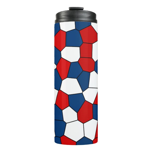Rot, Weiß und Blau-Muster Thermosbecher (Vorderseite)