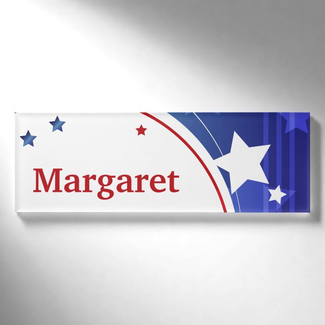 Rot, weiß und Blau Namenschild (Vorderseite)