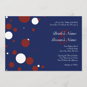 Rot, Weiß und Blau-Polka-Dot-Hochzeit Einladung