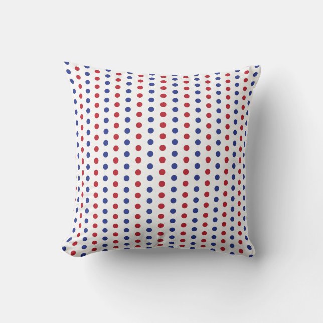 Rot weiß und blau Polka Dot Throw Kissen (Vorderseite)