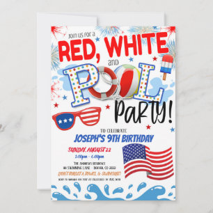 Rot-Weiß und Blau-Pool Party laden ein Einladung