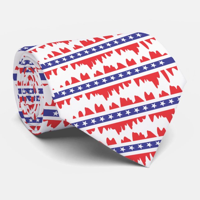 Rot-Weiß und Blau-Print-Necktie Krawatte (Gerollt)