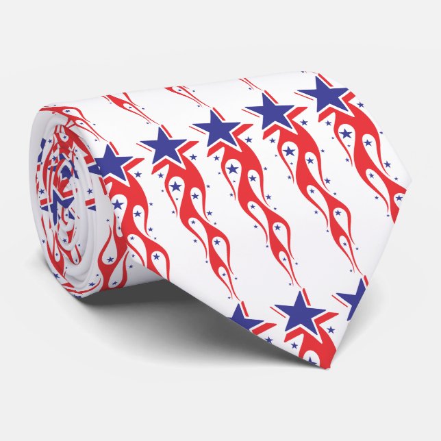 Rot-Weiß und Blau-Print-Necktie Krawatte (Gerollt)