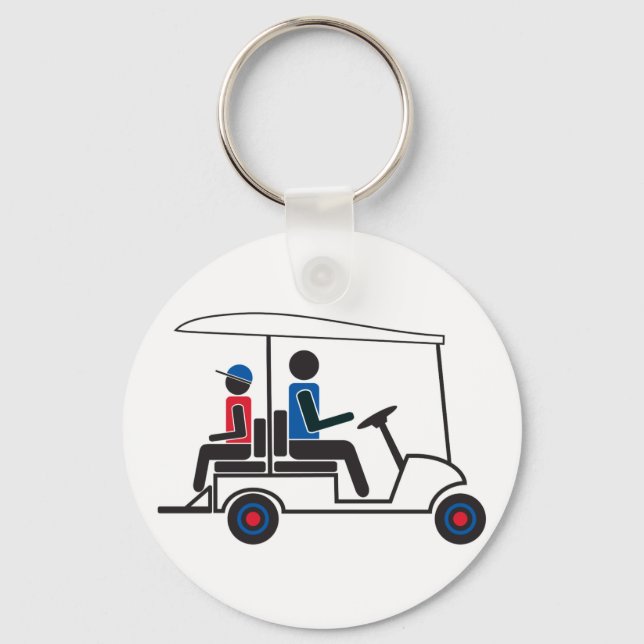 Rot, Weiß und Blau PTC GA Family Golf Cart Schlüsselanhänger (Vorderseite)