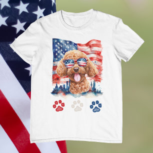 Rot Weiß und Blau Pudel Hund Amerikanisch 4. Juli T-Shirt