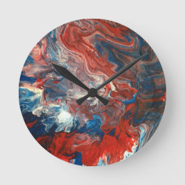 Rot, Weiß und Blau Runde Wanduhr