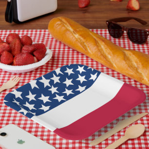 Rot, weiß und blau Stars and Stripes 4. Juli Pappteller