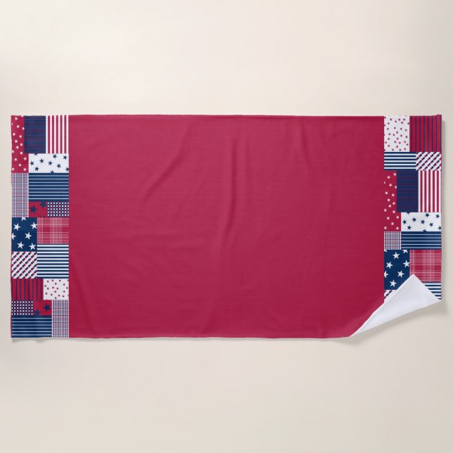 Rot, Weiß und Blau Strandtuch (Vorderseite)