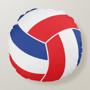 Rot, Weiß und Blau 🏐 Volleyball Rundes Kissen