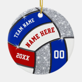 Rot, Weiß und Blau, Volleyballverzierungen, kunden Keramik Ornament