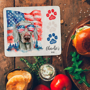 Rot Weiß und Blau Weimaraner Hund Amerikanische Fl Schneidebrett