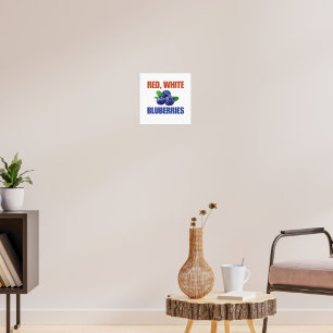 Rot, Weiß und Blaubeeren Poster
