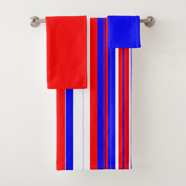 Rot-Weiß und Blaue Streifen  Badhandtuch Set (Insitu)