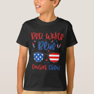 Rot-Weiß und Blauer Cousin Crew 4. Juli Kinder uns T-Shirt