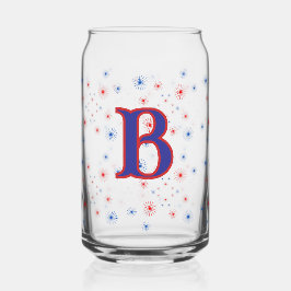 Rot-Weiß- und Blauer Monogramm-Feuerwerkskörper Dosenglas