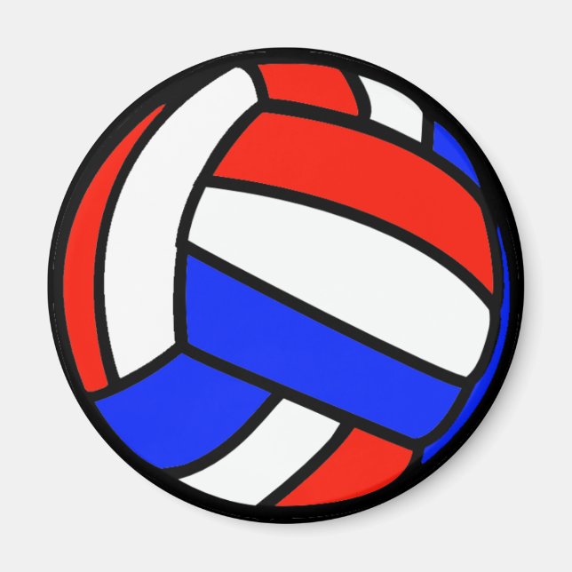 Rot-Weiß und Blauer Volleyball Magnet (Vorne)