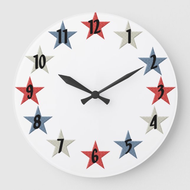 Rot-Weiß- und Blausteine Große Wanduhr (Vorderseite)