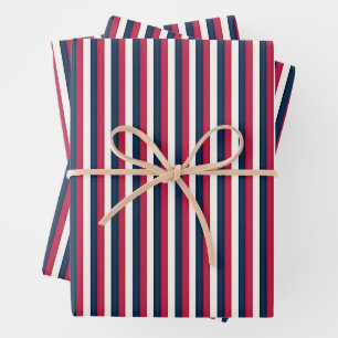 Rot-Weiß- und Blaustreifen Geschenkpapier Set