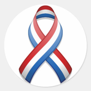 Rot, Weiß und Blue Ribbon Round Sticker