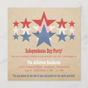 Rot, Weiß und Blue Star Cascade 4. Juli Einladung