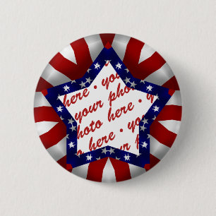 Rot-Weiß- und Blue-Star-Shaped-Foto-Rahmen Button