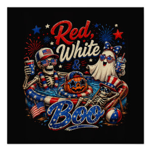 Rot Weiß Und Boo Patriotischer 4. Juli Poster