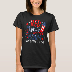 Rot Weiß und Boom, wenn ich Bang I Boom Feuerwerk T-Shirt