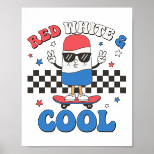Rot weiß und Cool 4. Juli Popsicle Ice Cream Poster