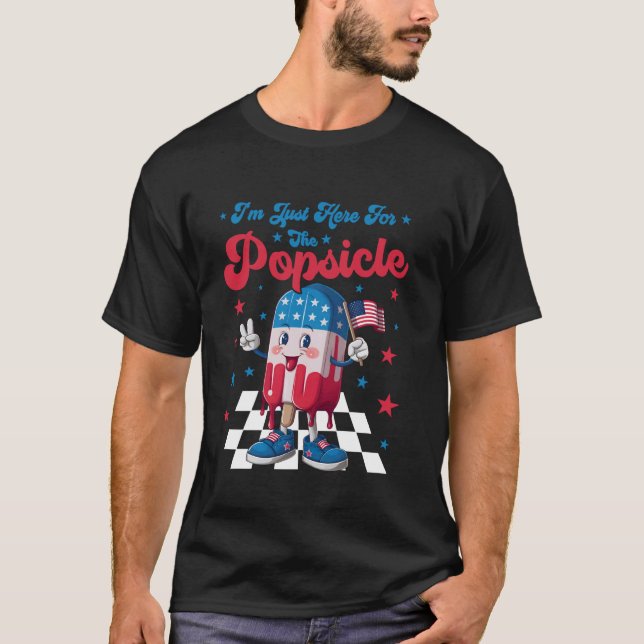 Rot weiß und Cool 4. Juli Popsicle Ice Cream T-Shirt (Vorderseite)