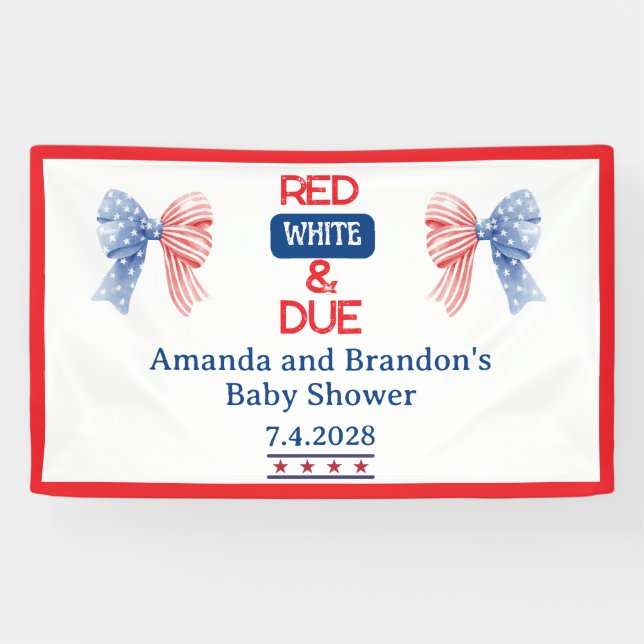 Rot/Weiß und Dusche für viertes Baby Banner (Horizontal)