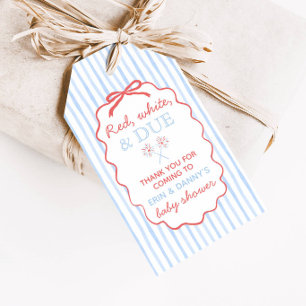 Rot-Weiß-und-Fällig-Baby-Party-Geschenkanhänger Geschenkanhänger