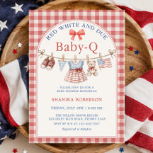 Rot Weiß und Fällig Baby-Q Wäscheleine Babyparty