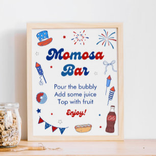 Rot Weiß und Fällig Baby Shower Momosa Bar Poster