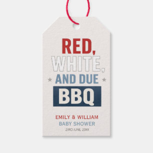 Rot Weiß und fällig BBQ Baby Shower Geschenkanhänger