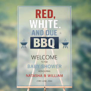 Rot Weiß und Fällig BBQ Baby Shower Willkommen Acrylschild
