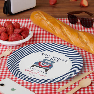 Rot Weiß und Fällig Patriotische Babyparty Pappteller