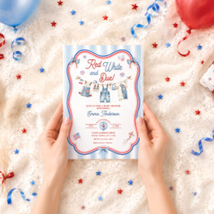 Rot Weiß und fälliger Junge Baby Shower Einladung