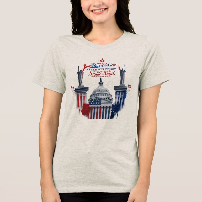 Rot, Weiß und Färbung - Amerika stark, Style stark Tri-Blend Shirt (Vorderseite)