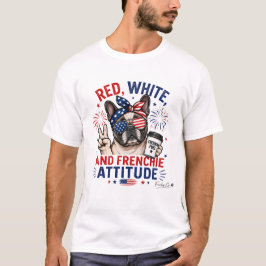 Rot Weiß und Frenchie Attitüde Französische Bulldo T-Shirt