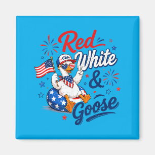 Rot Weiß Und Gans Lustig 4. Juli Patriotisch Magnet