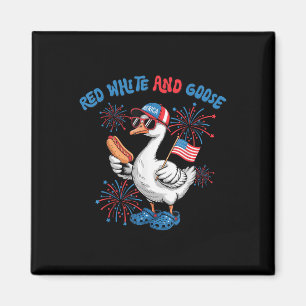 Rot Weiß Und Gans Lustig 4. Juli Patriotisch USA Magnet