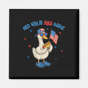 Rot Weiß Und Gans Lustig 4. Juli Patriotisch USA Magnet
