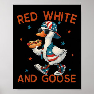Rot Weiß Und Gans Lustig 4. Juli Patriotisch USA Poster
