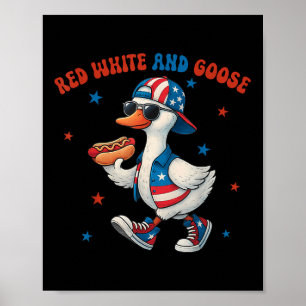 Rot Weiß Und Gans Lustig 4. Juli Patriotisch USA Poster