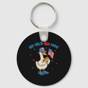 Rot Weiß Und Gans Lustig 4. Juli Patriotisch USA Schlüsselanhänger