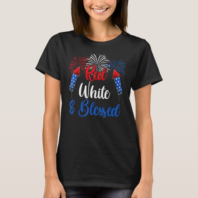 Rot weiß und gesegnet für Männer amerikanische Fla T-Shirt (Vorderseite)