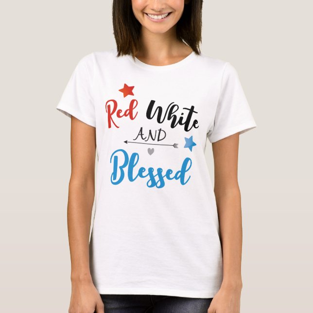 Rot weiß und gesegnet T-Shirt (Vorderseite)